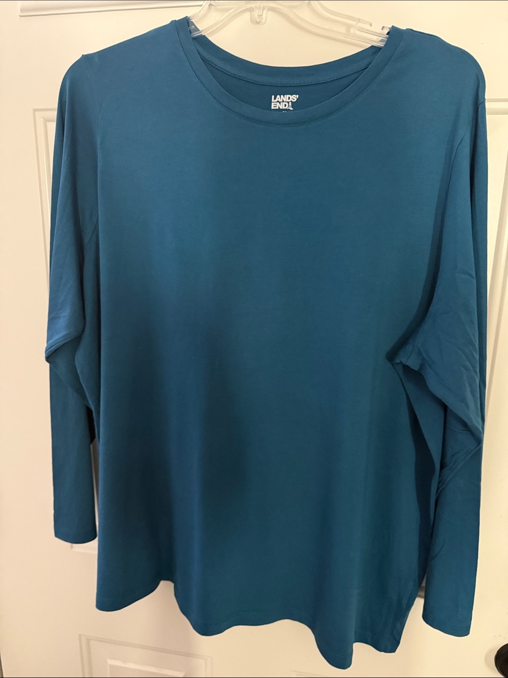 Lands' End Women's Supima Teal Long Sleeve Crewneck Top